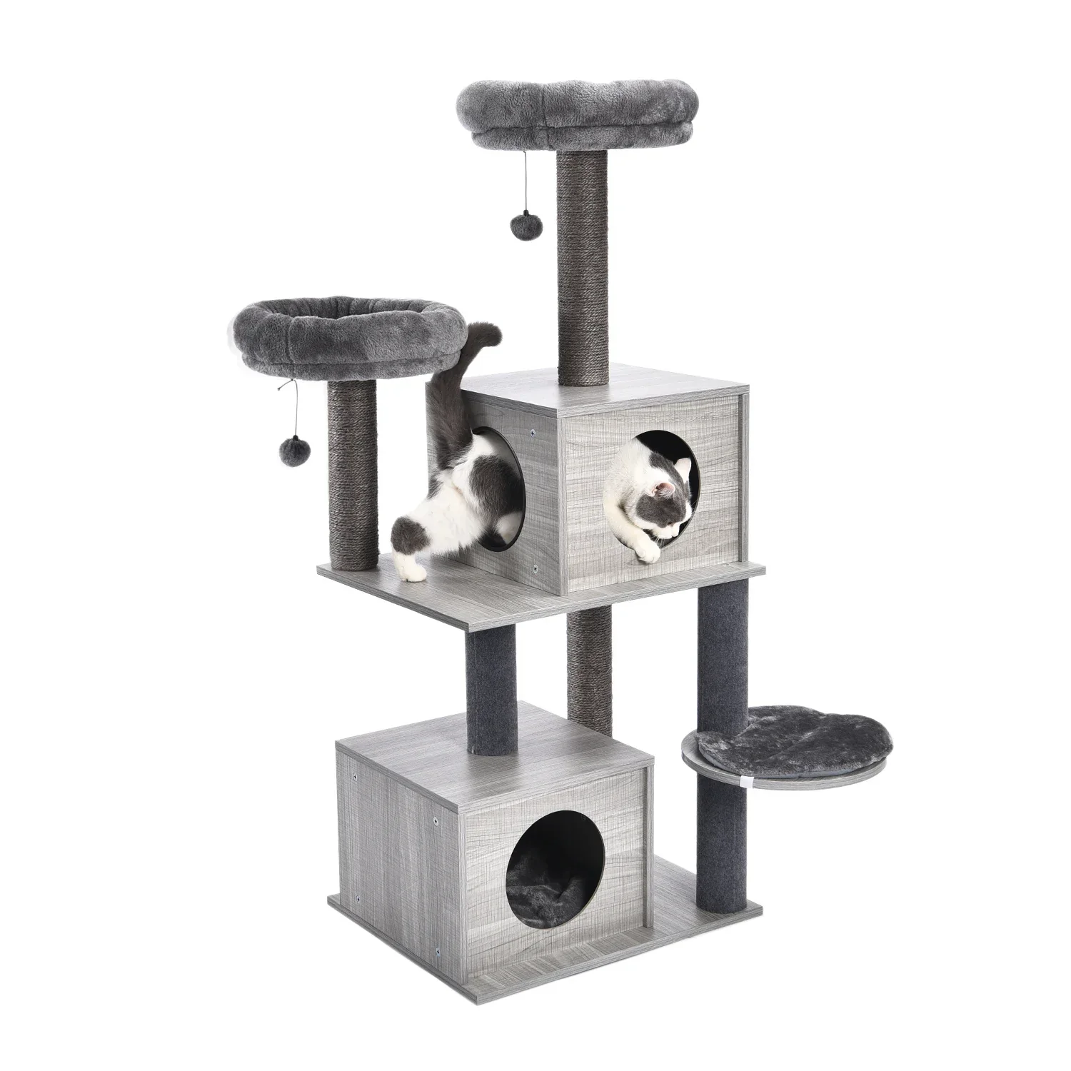 Arbre à chat moderne avec hamac et cabine – Image 4