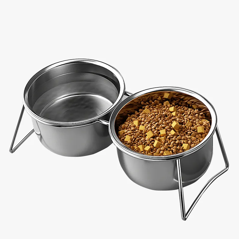 Double Gamelle Inox Pour Chat Surélevée – Image 2